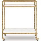 Plattfield Bar Cart - Antique Gold Finish