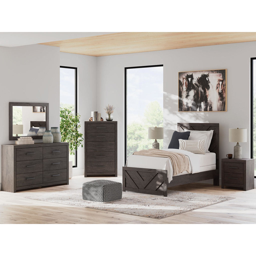 Prendonea Twin Panel Bed - Charcoal