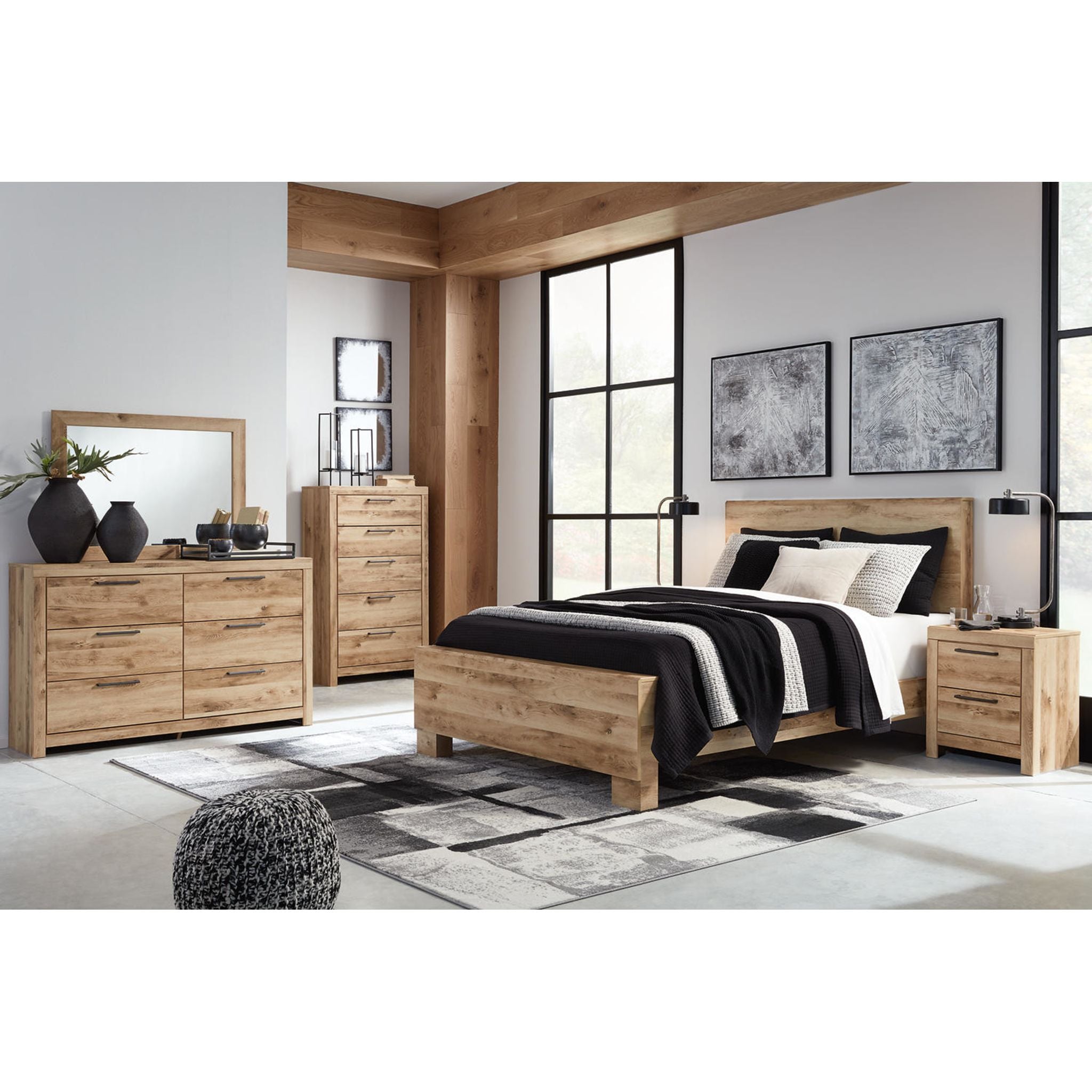 Hyanna 5 Piece Queen Panel Bedroom - Tan