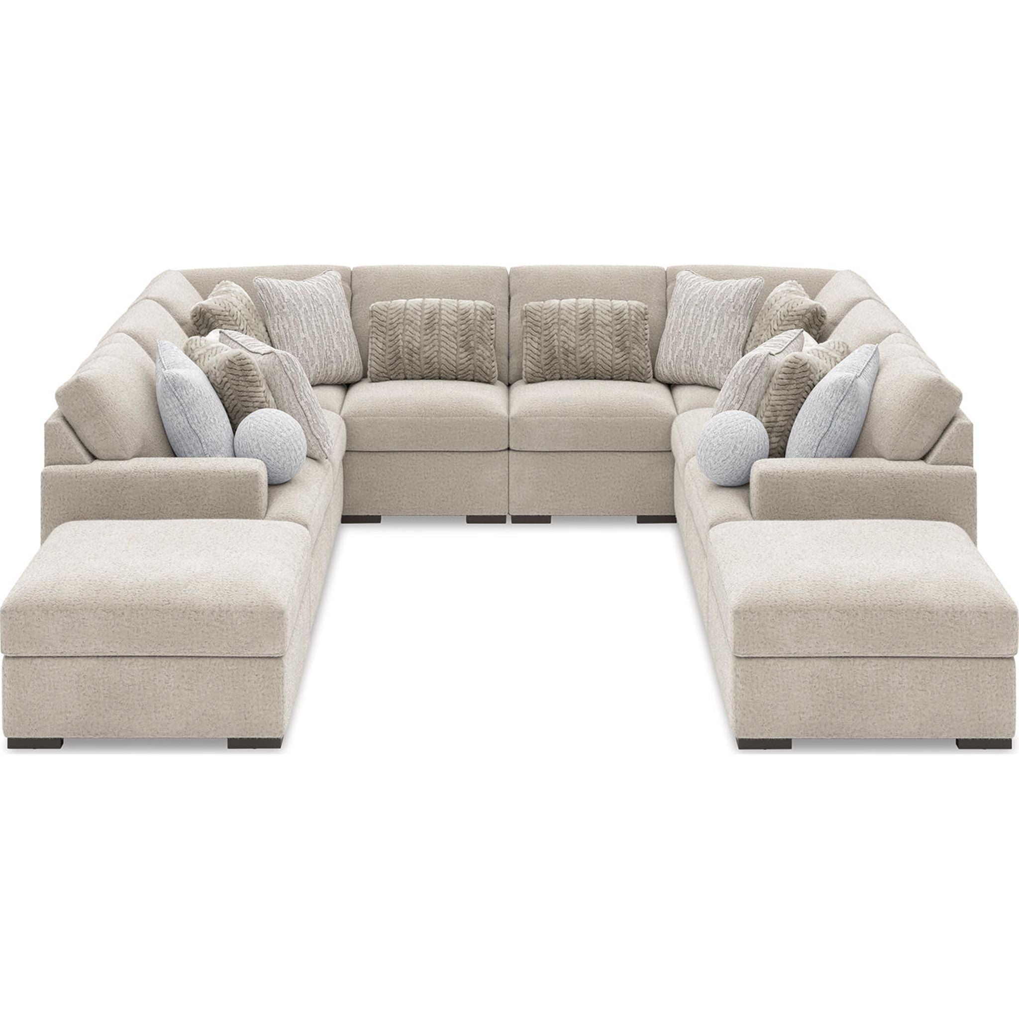 Cuddle Plush 8 Piece Modular Sectional with Ottomans - Arctic