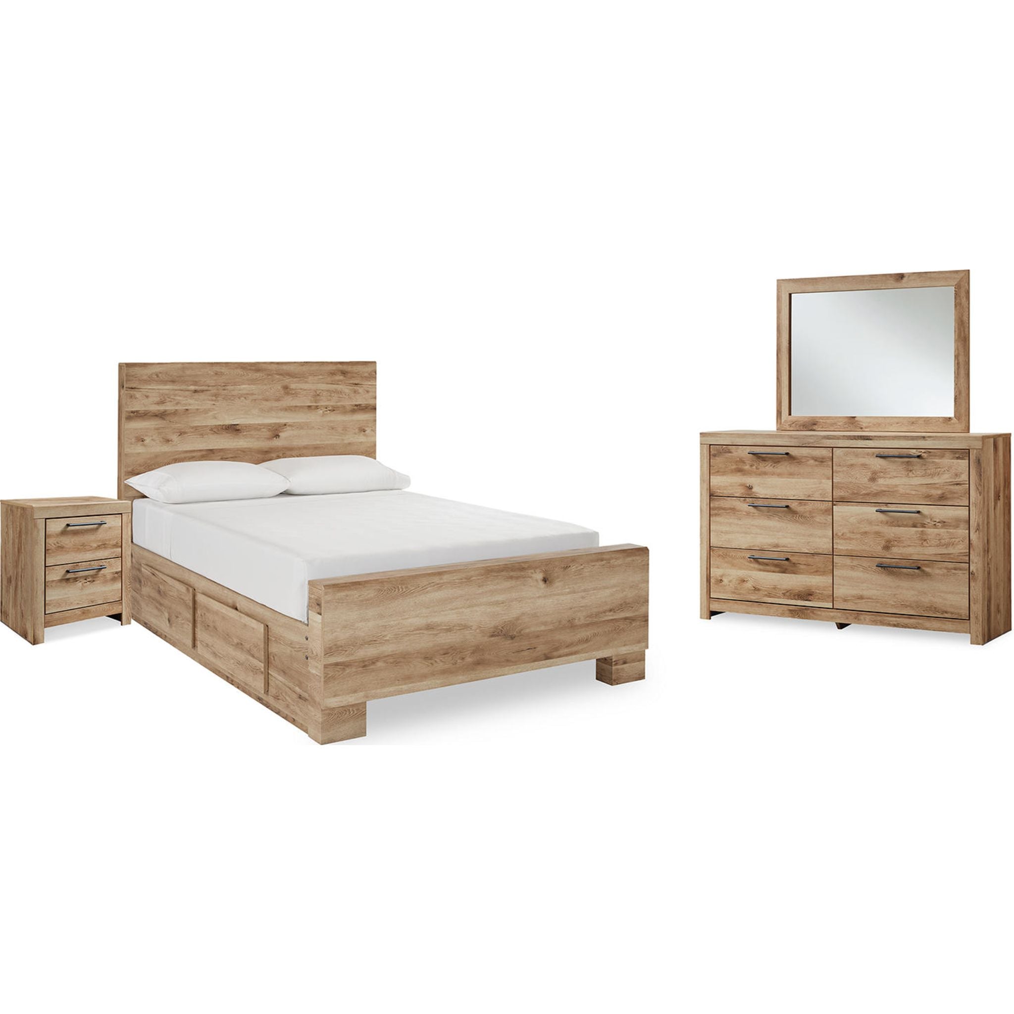 Hyanna 6 Piece Bed with 4 Drawer Storage Bedroom - Tan Brown