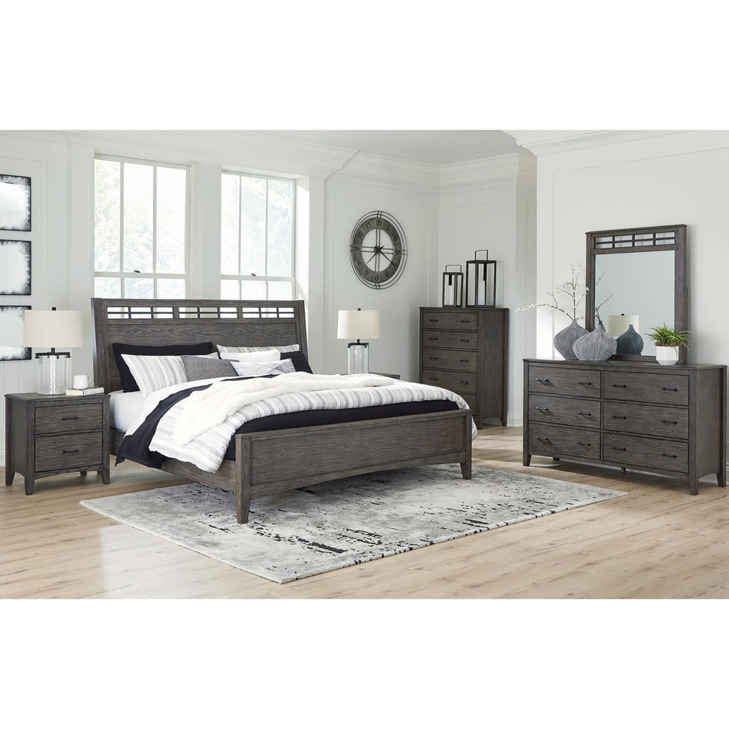 Montillan 6 Piece King Panel Bedroom - Grayish Brown