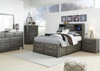 Caitbrook Full Bookcase Storage Bed - Gray
