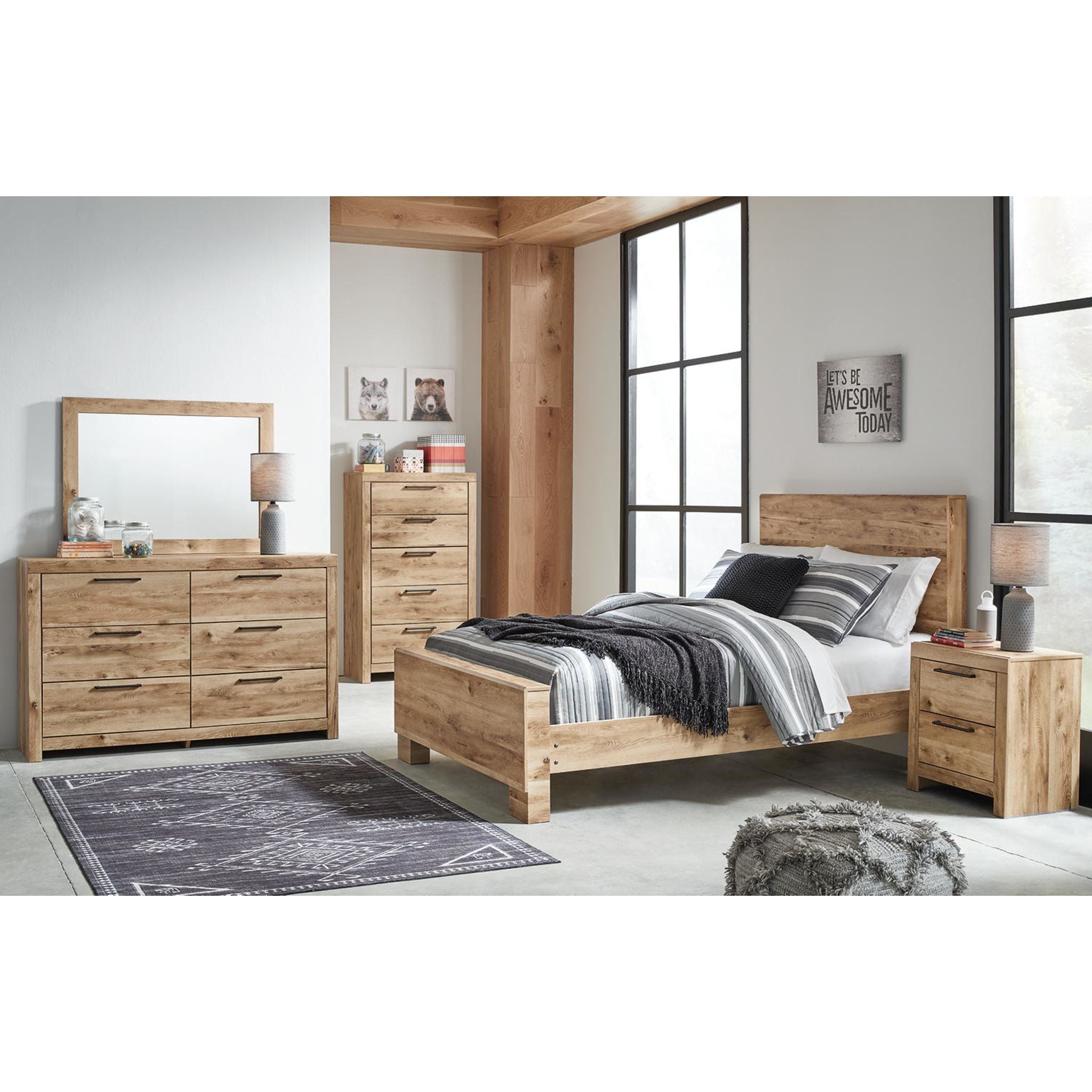Hyanna 6 Piece Panel Bedroom - Tan Brown