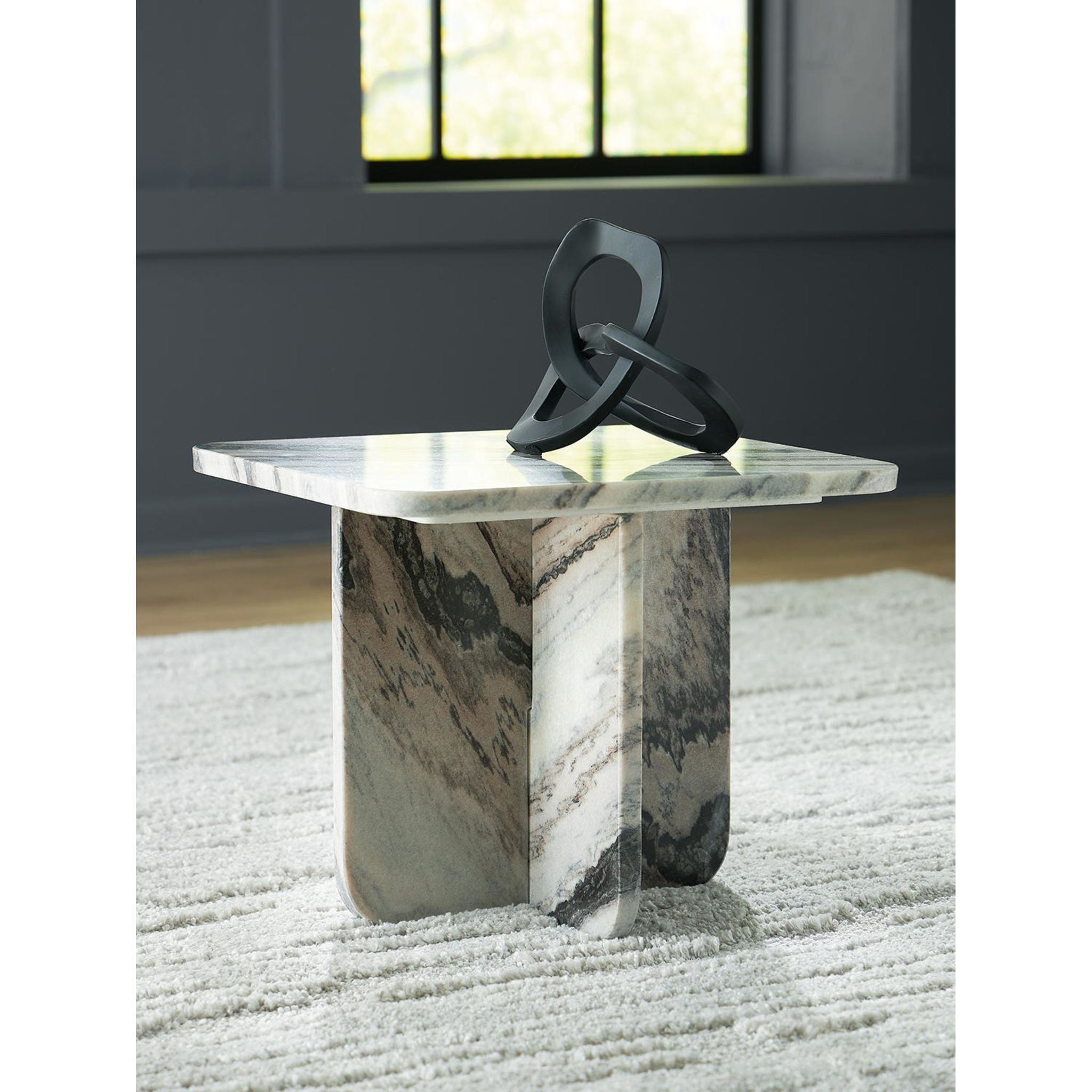 Baretton Accent Table - Black/White/Taupe