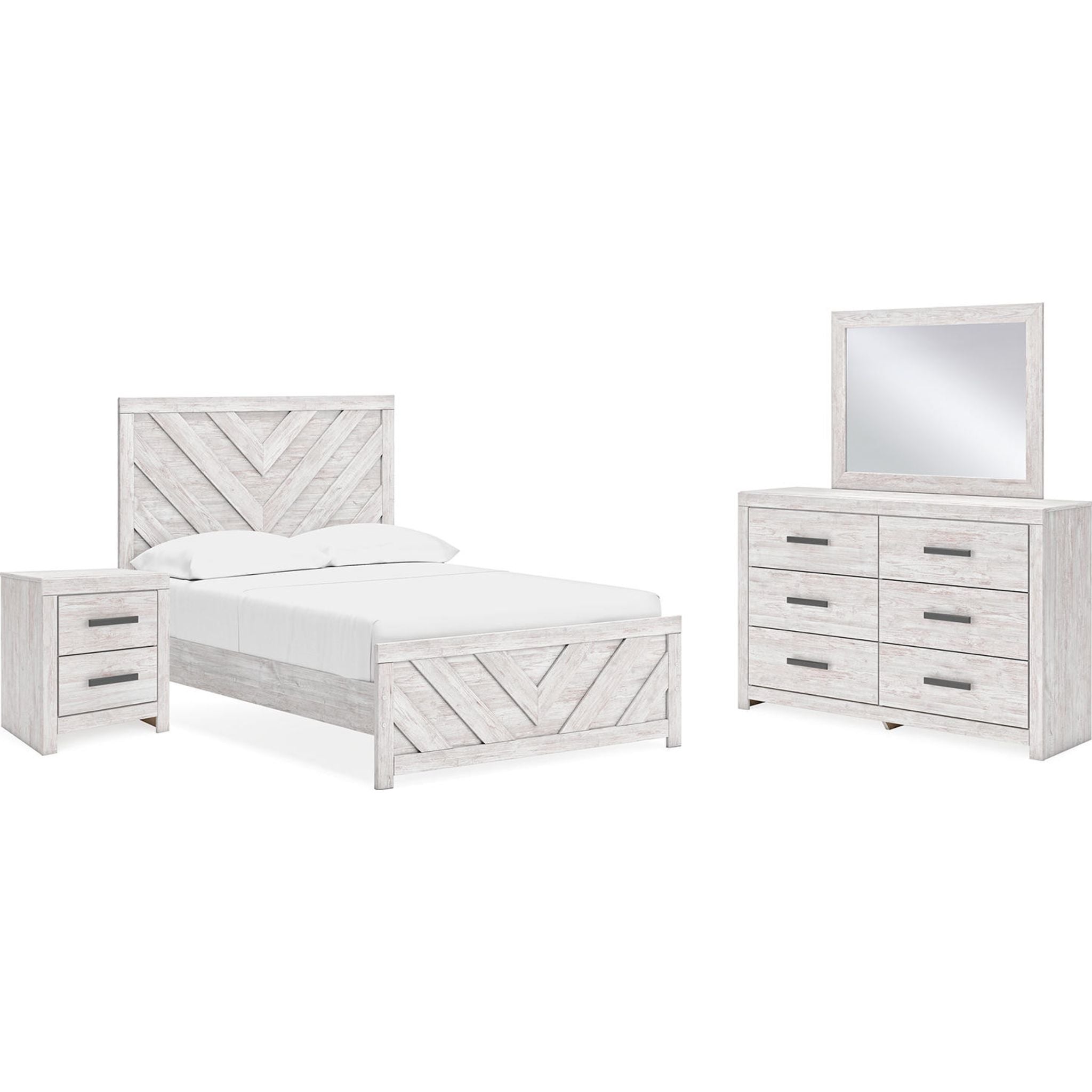 Cayboni 6 Piece Full Panel Bedroom - Whitewash