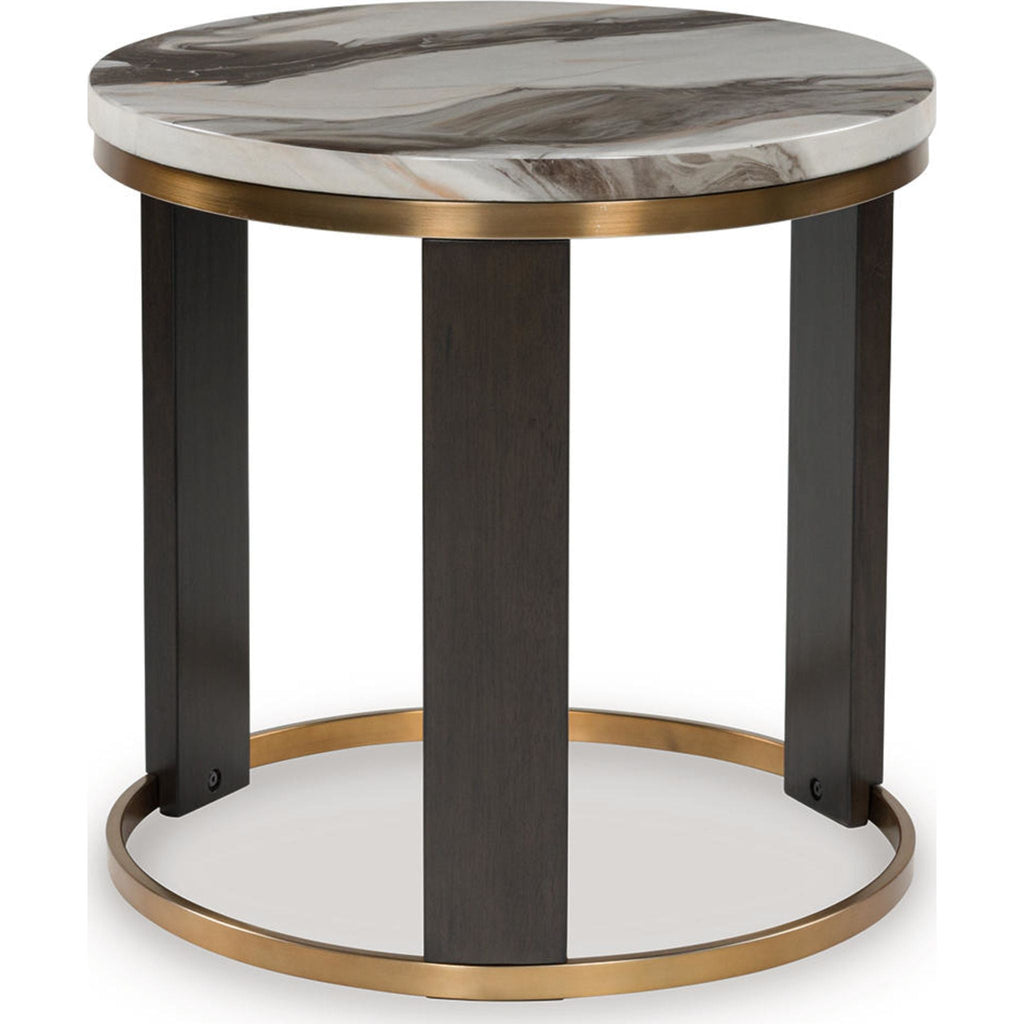 Jazmore End Table - Brown/Brass Finish