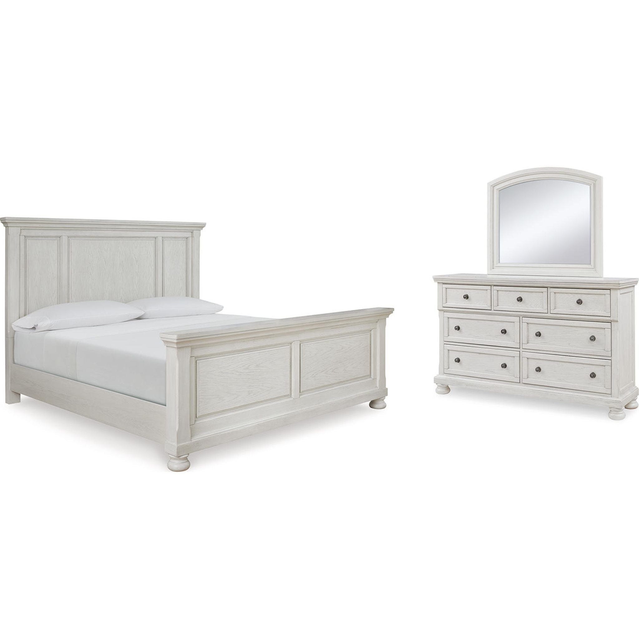 Robbinsdale 5 Piece King Panel Bedroom - Antique White