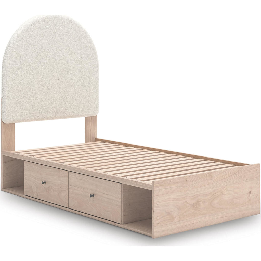 Arloster Platform Bed with 2 Drawer Storage - Tan/White