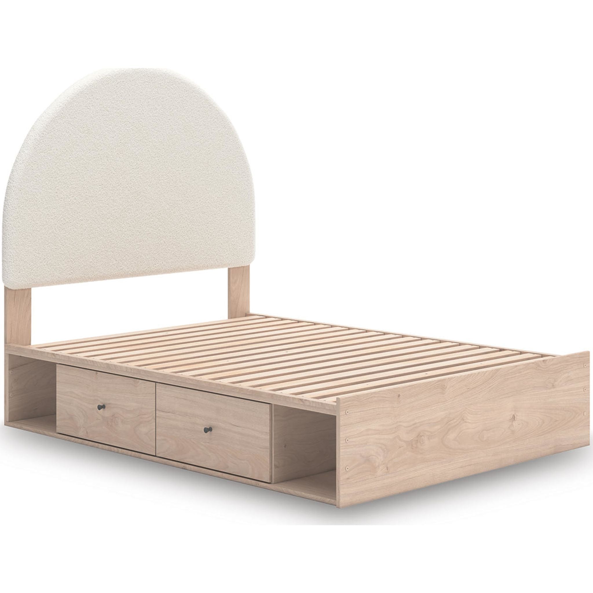 Arloster Platform Bed with 4 Drawer Storage - Tan/White