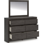 Fraluna Dresser and Mirror - Charcoal