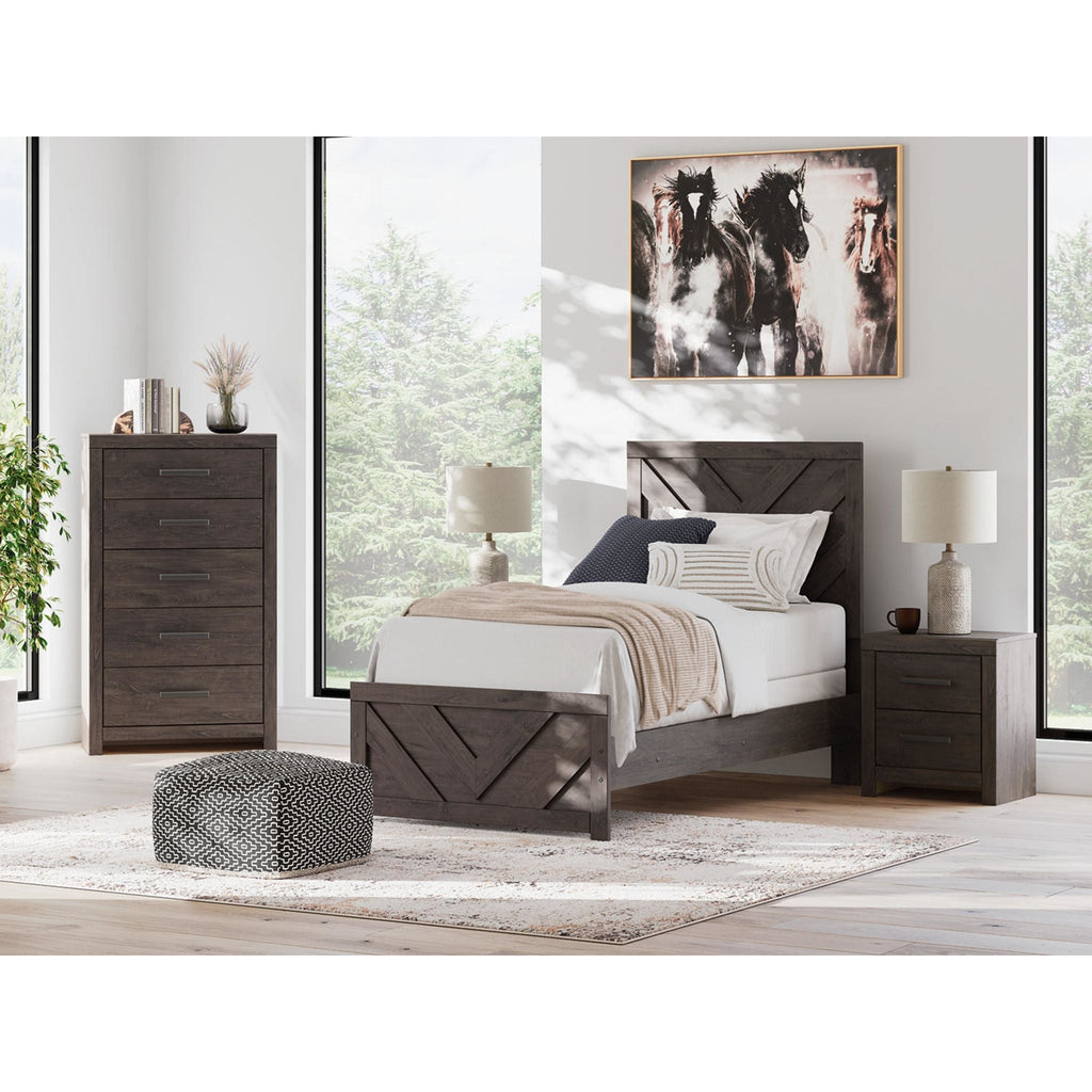 Prendonea Twin Panel Bed - Charcoal