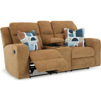 Kanlow Reclining Loveseat with Console - Honey