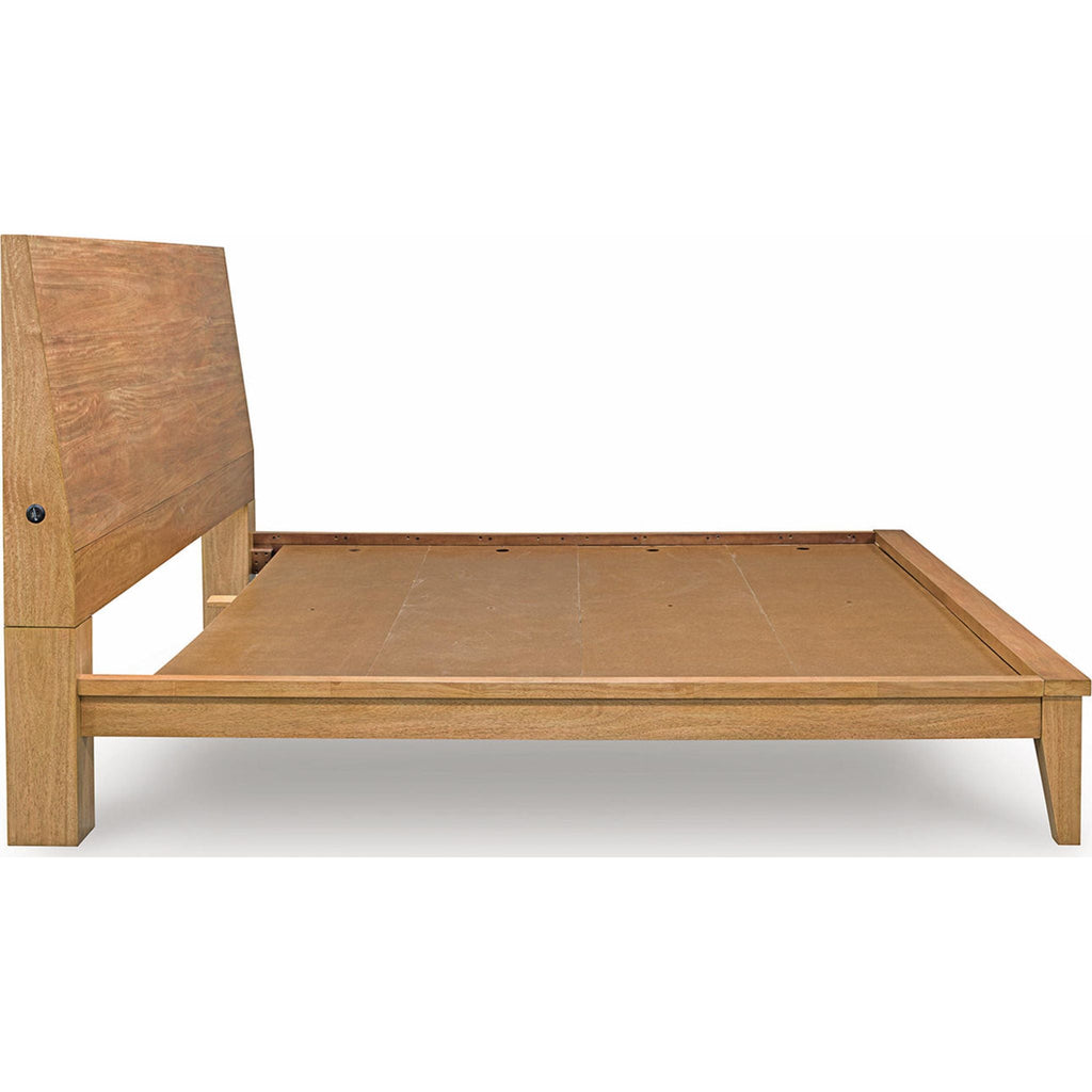 Sherbana Queen Panel Bed - Light Brown