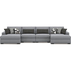 Bealton 4 Piece Sectional with Double Chaise - Salt and Pepper