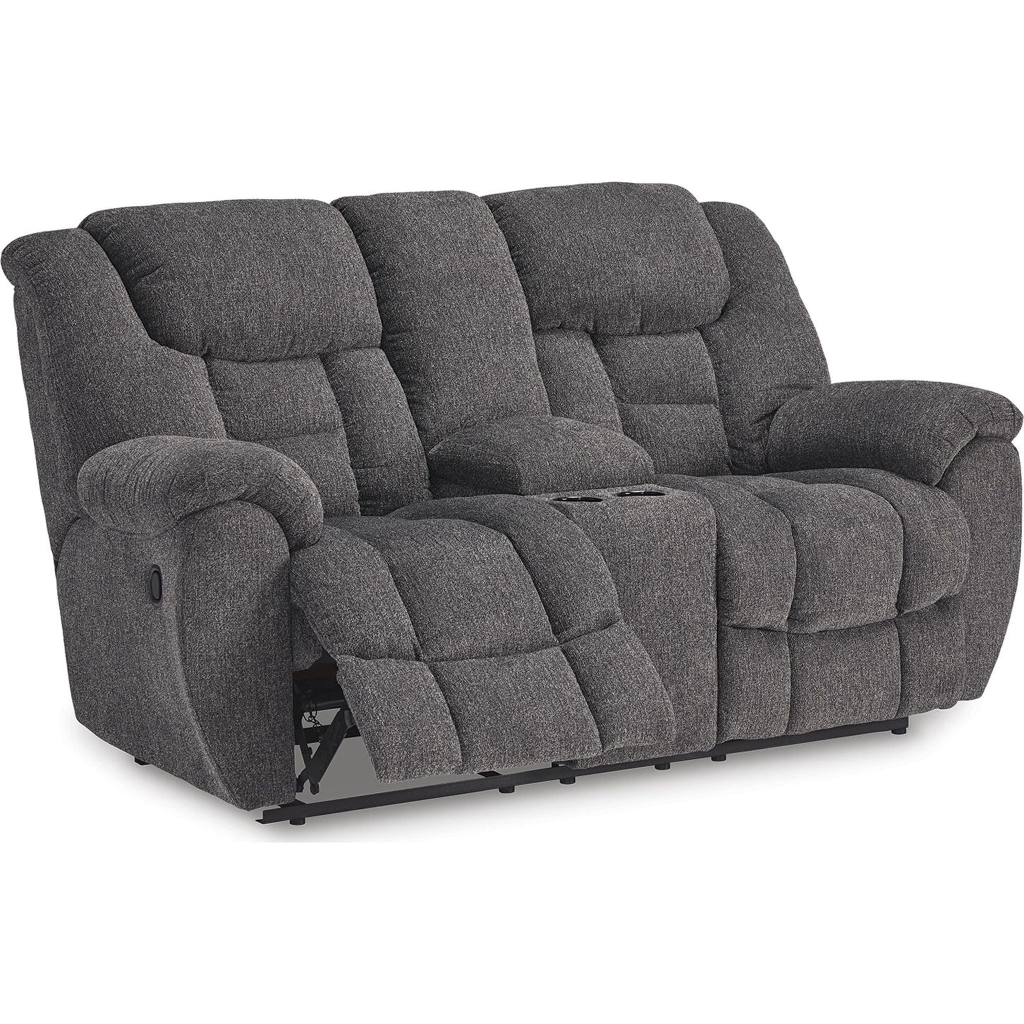 Foreside Reclining Loveseat with Console - Charcoal