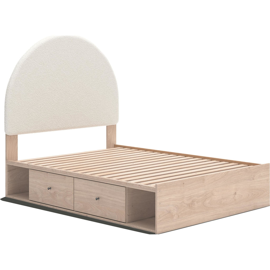 Arloster Platform Bed with 2 Drawer Storage - Tan/White
