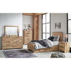 Hyanna 6 Piece Bed with 4 Drawer Storage Bedroom - Tan Brown