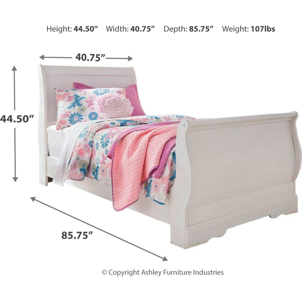 Anarasia 6 Piece Twin Sleigh Bedroom - White