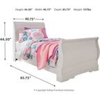 Anarasia 6 Piece Twin Sleigh Bedroom - White