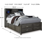 Caitbrook Full Bookcase Storage Bed - Gray