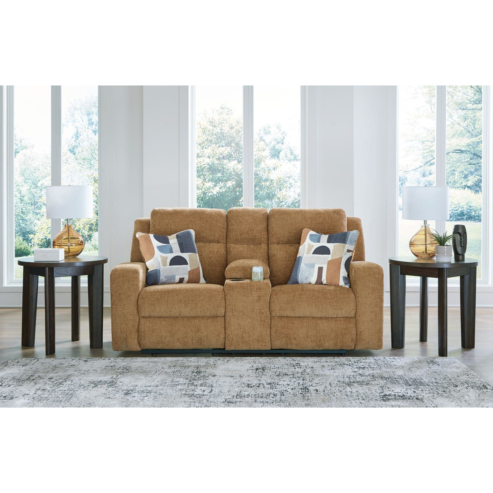 Kanlow Reclining Loveseat with Console - Honey