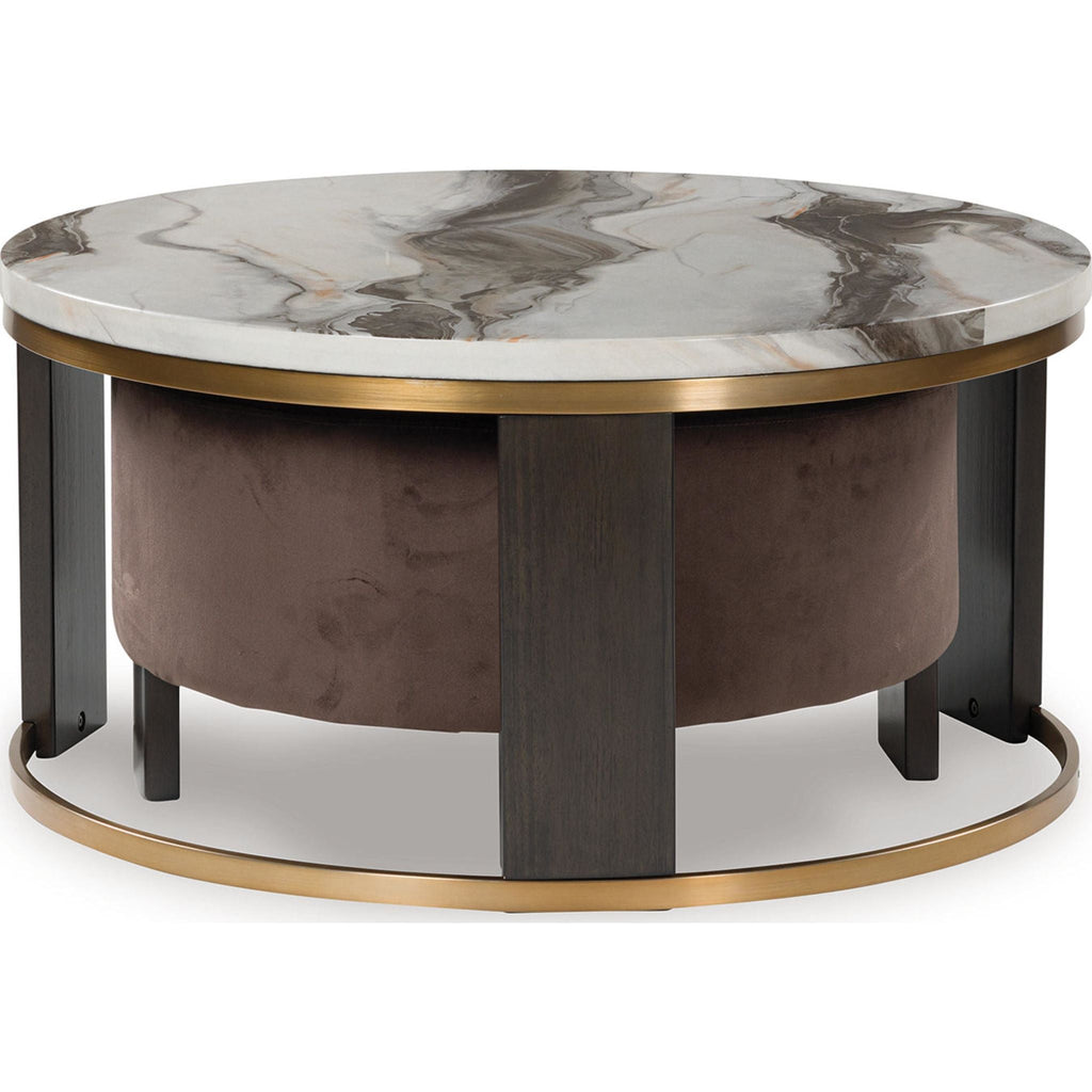Jazmore Nesting Cocktail Table (Set of 2) - Brown/Brass Finish