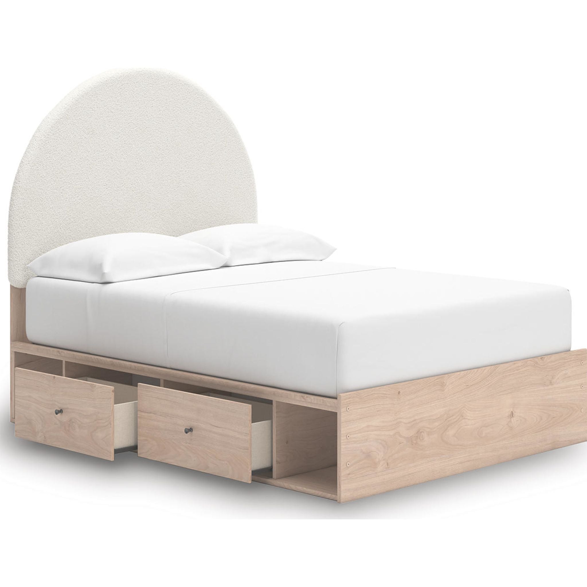 Arloster Platform Bed with 2 Drawer Storage - Tan/White