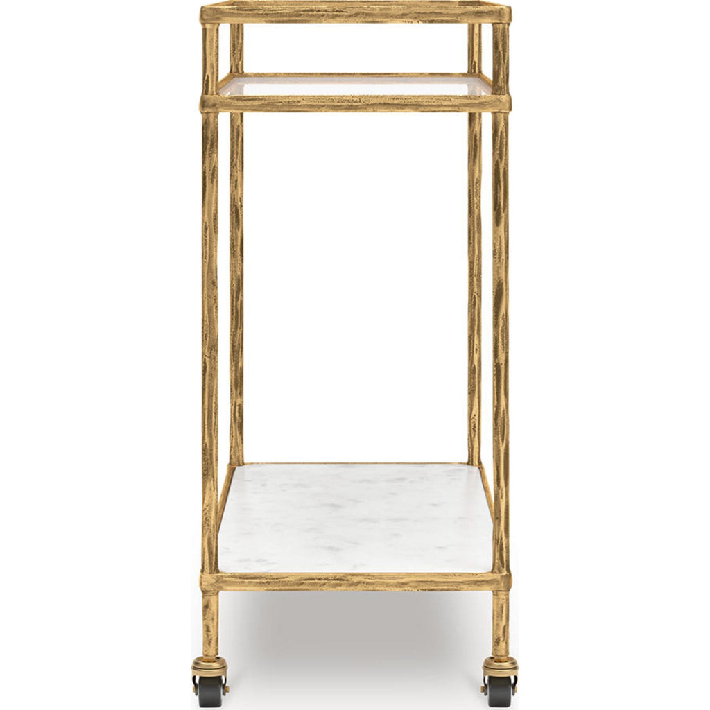 Plattfield Bar Cart - Antique Gold Finish