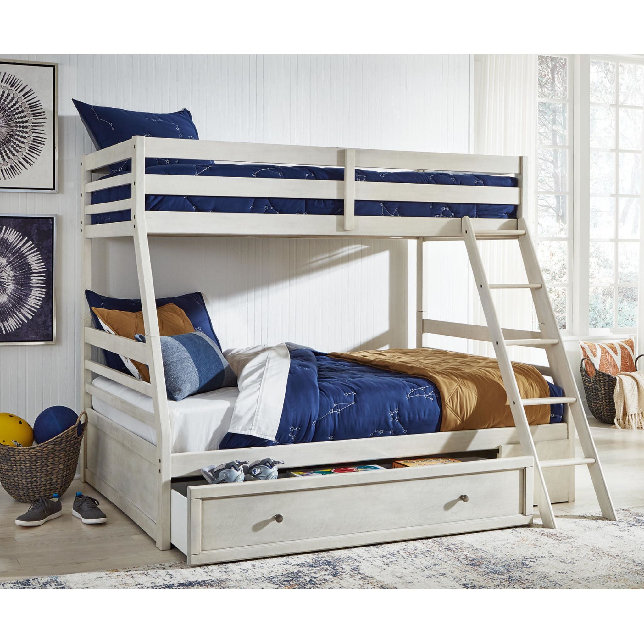 Robbinsdale Twin/Full Bunk Bed with Storage - Antique White