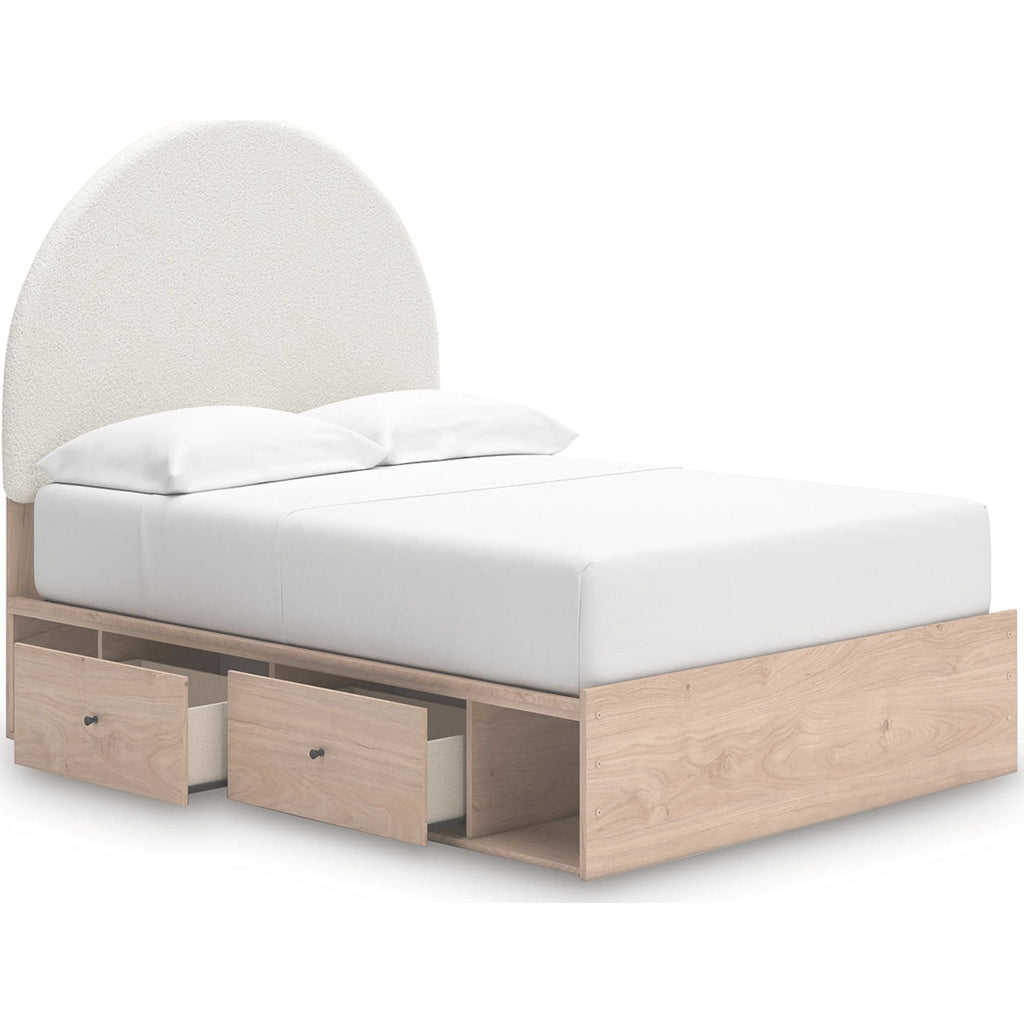 Arloster Platform Bed with 4 Drawer Storage - Tan/White