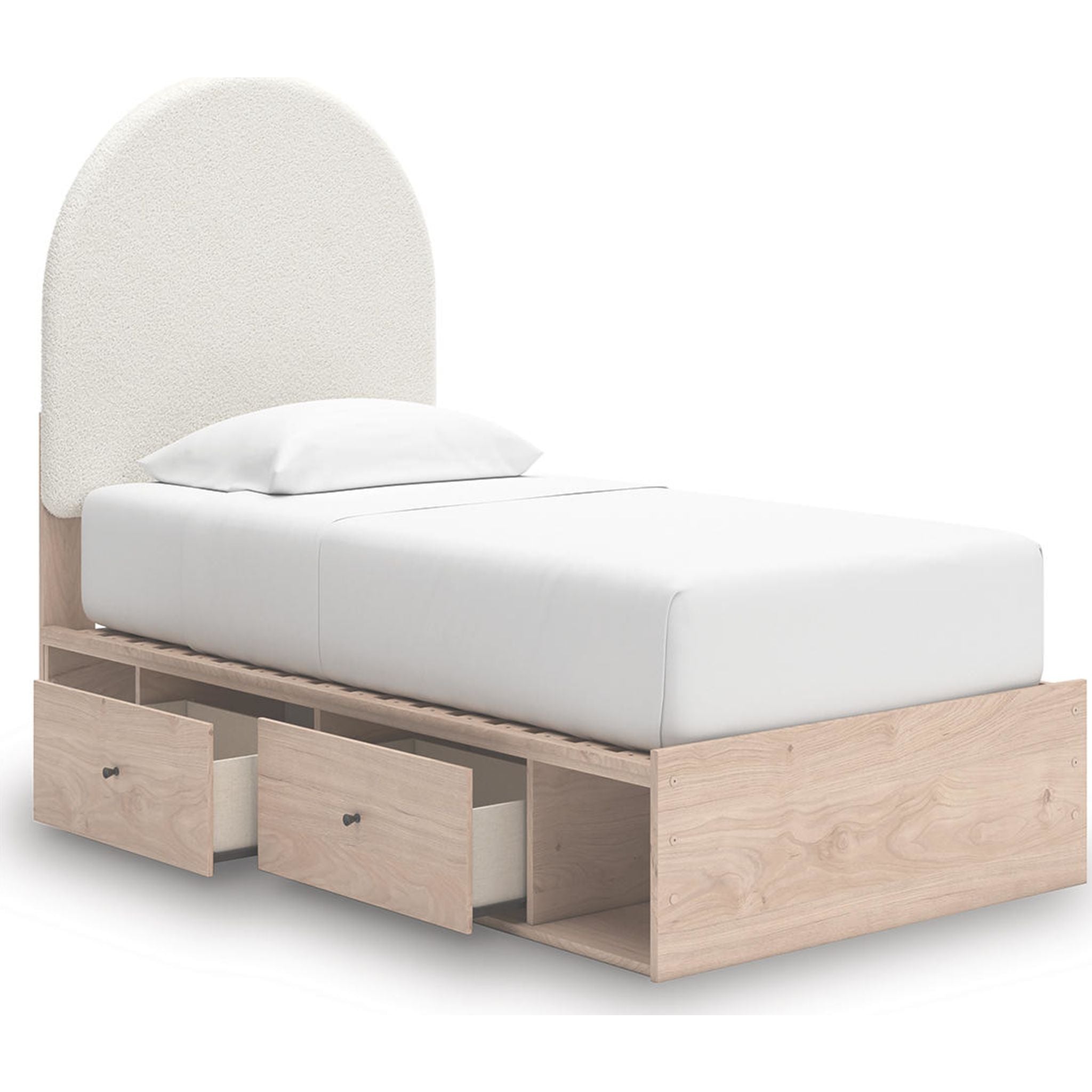 Arloster Platform Bed with 2 Drawer Storage - Tan/White