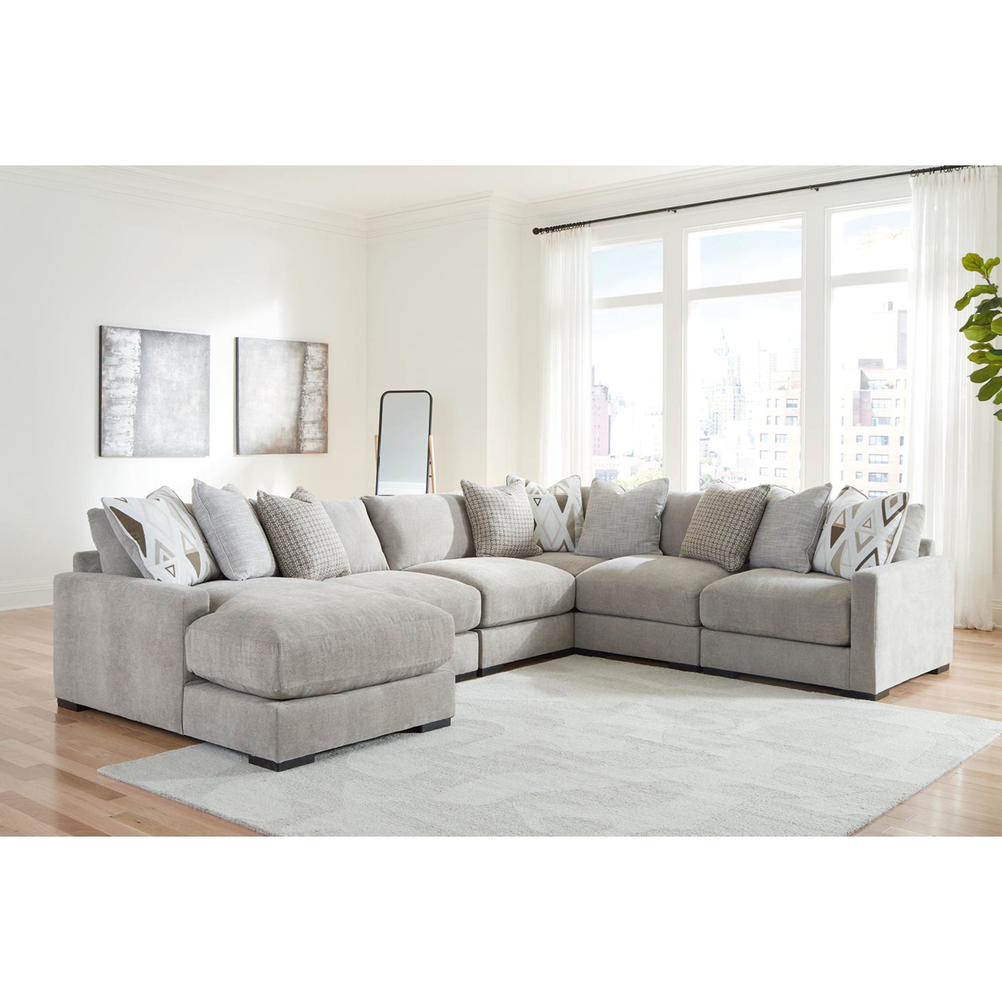 Aslan Court 6 Piece Sectional with Chaise - Flax