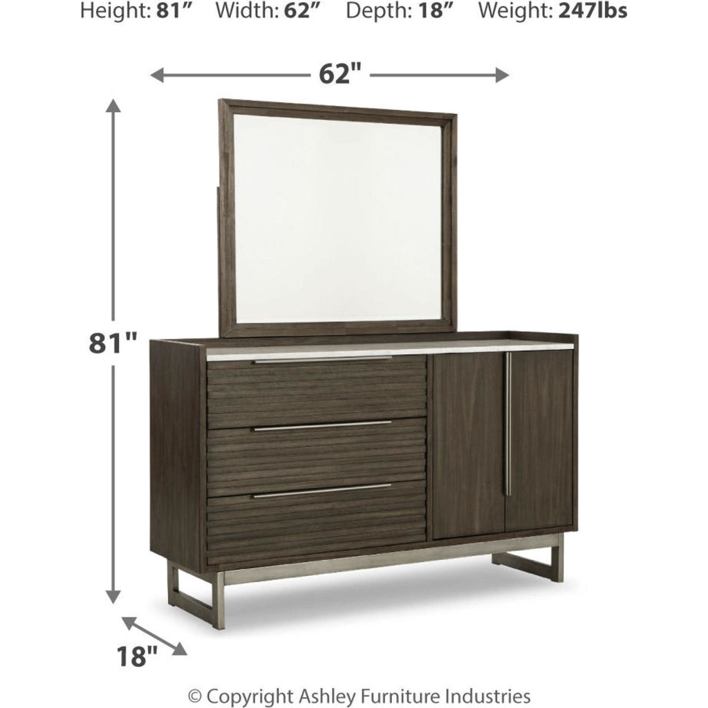 Arkenton Dresser and Mirror - Grayish Brown