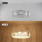 24.8 in. 8-Light Farmhouse Chandelier, Crystal Chandelier, Drum Chandelier for Dining Room Living Room Bedroom Kitchen