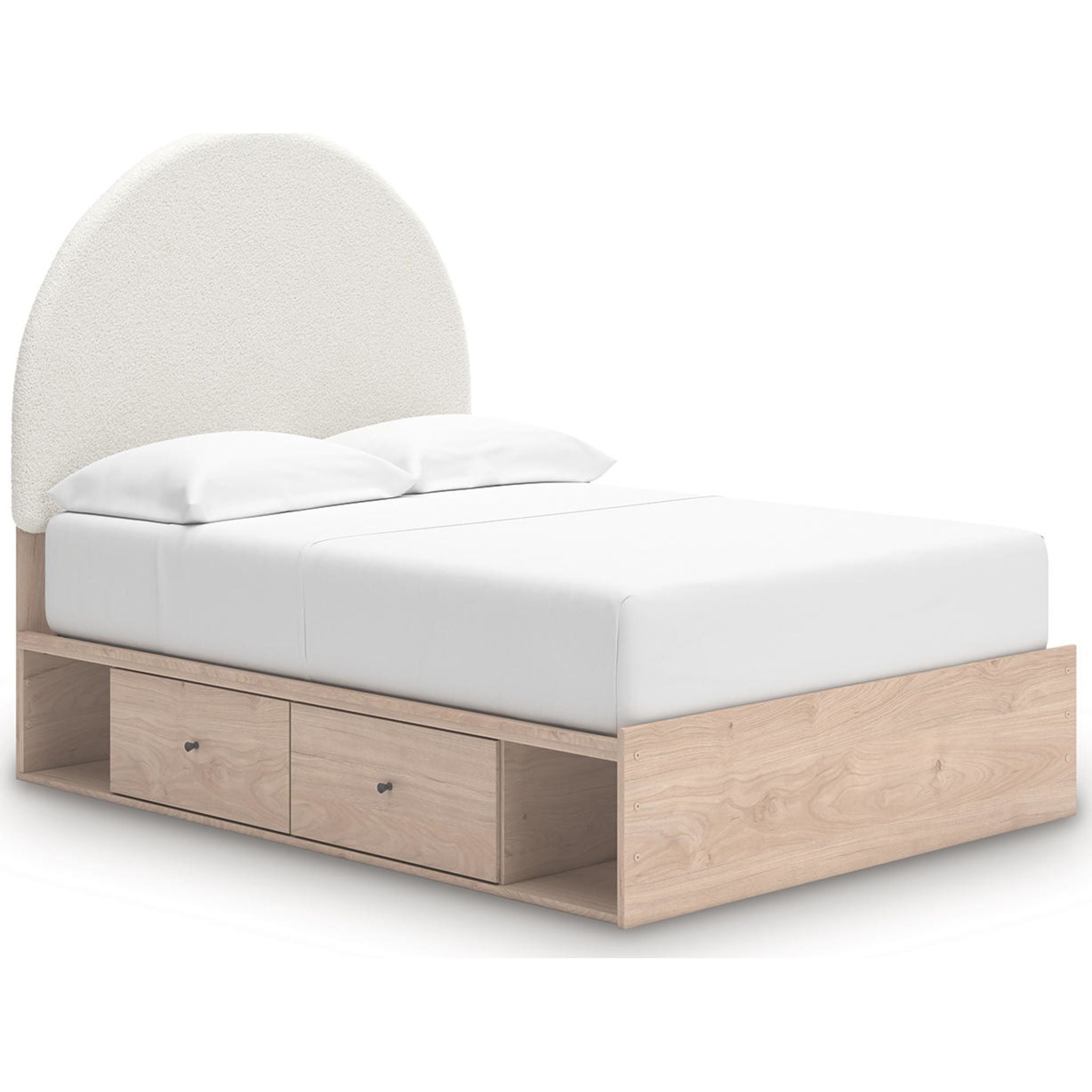 Arloster Platform Bed with 4 Drawer Storage - Tan/White