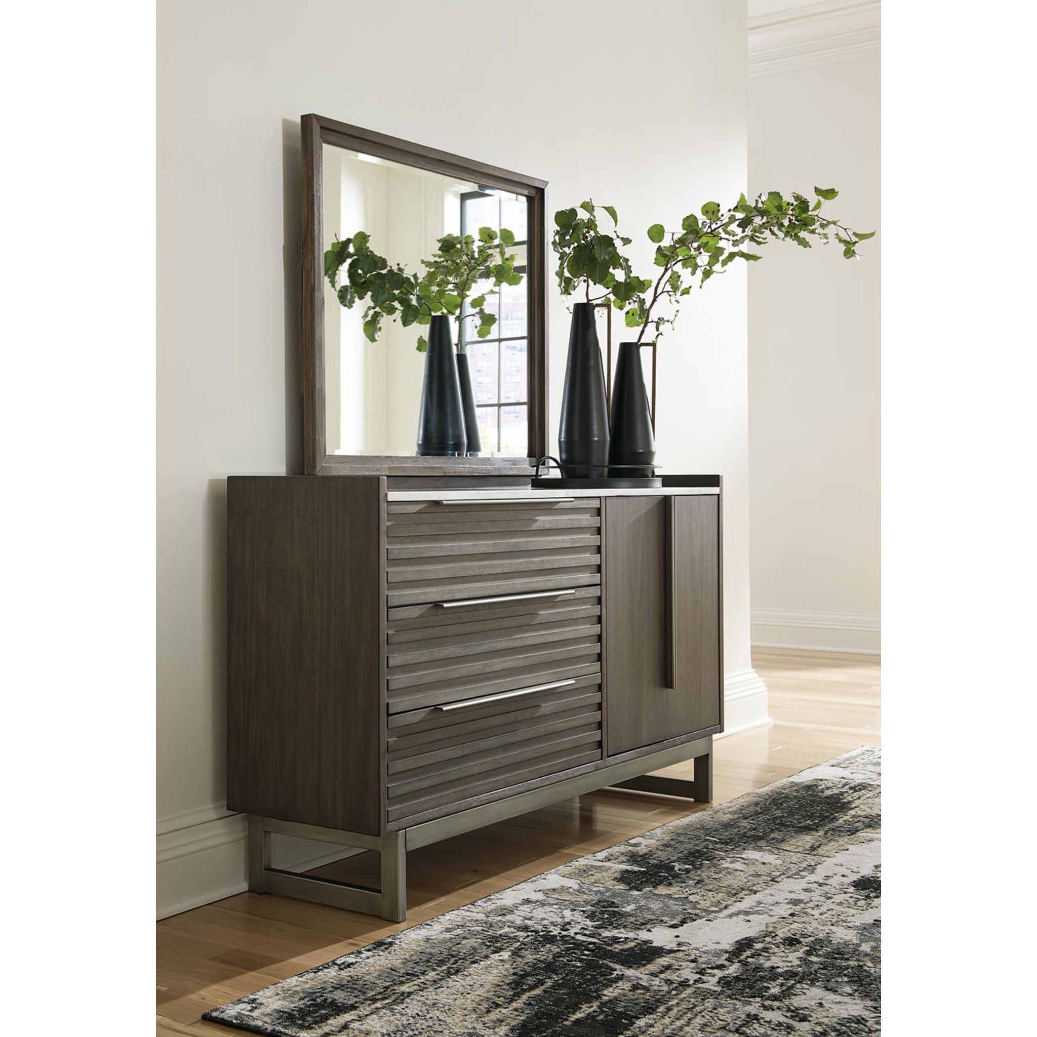 Arkenton Dresser and Mirror - Grayish Brown
