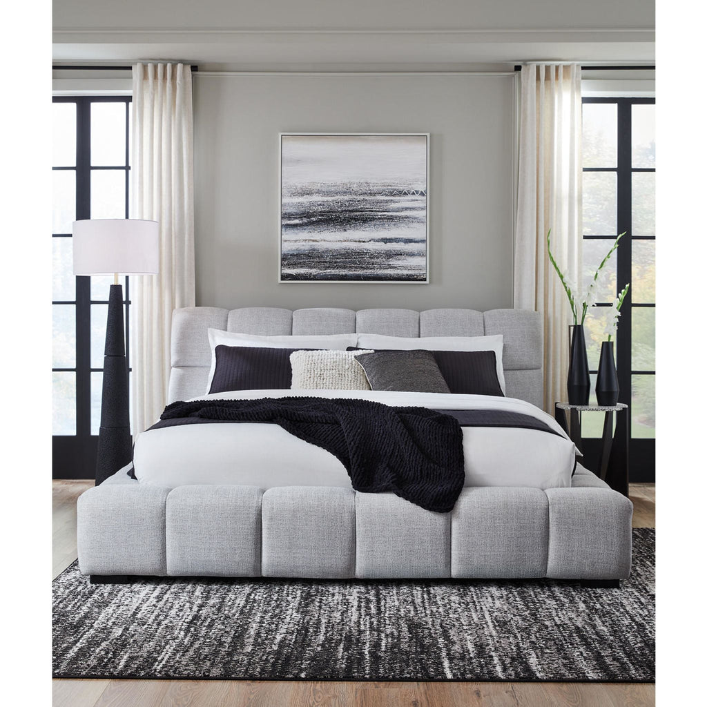 Grendusk Upholstered Bed - Light Gray