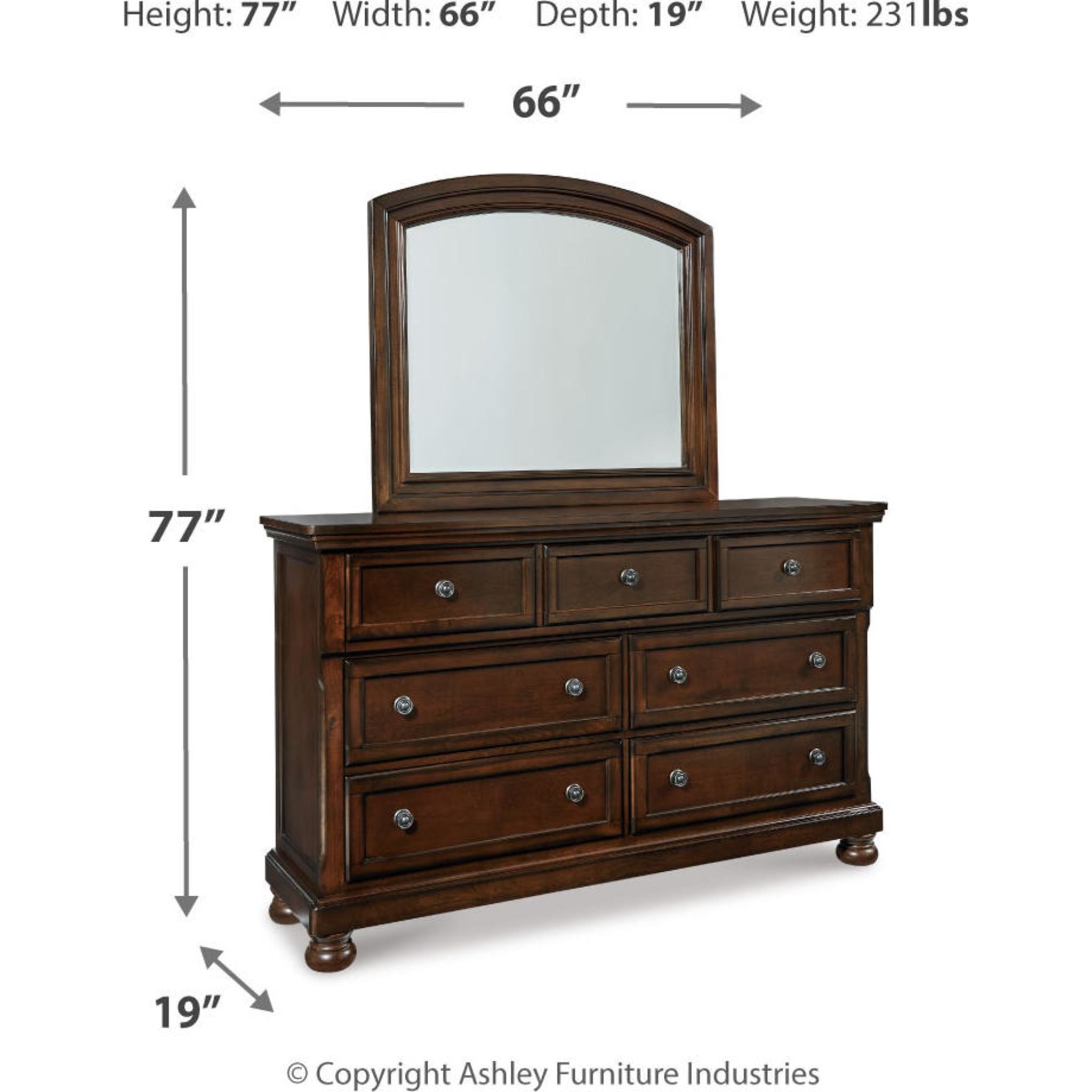 Porter Dresser and Mirror - Rustic Brown
