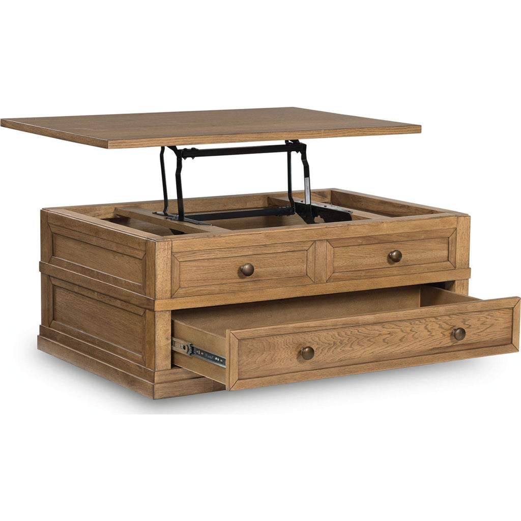 Sharlance Rectangle Lift Cocktail Table - Light Brown