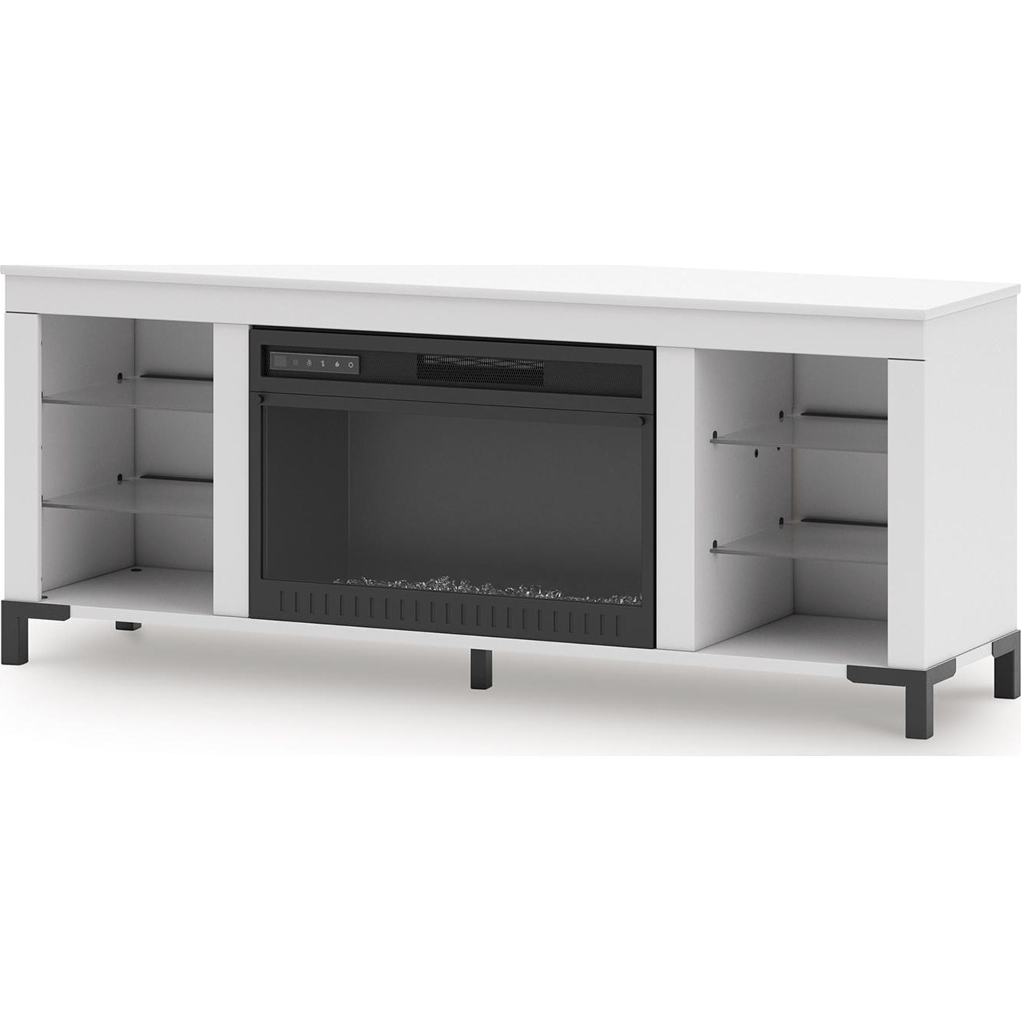 Brollevi TV Stand with Fireplace - White