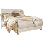 Willowton 5 Piece King Sleigh Bedroom - Whitewash