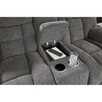 Foreside Reclining Loveseat with Console - Charcoal