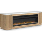 Camdill TV Stand with Fireplace - Light Brown