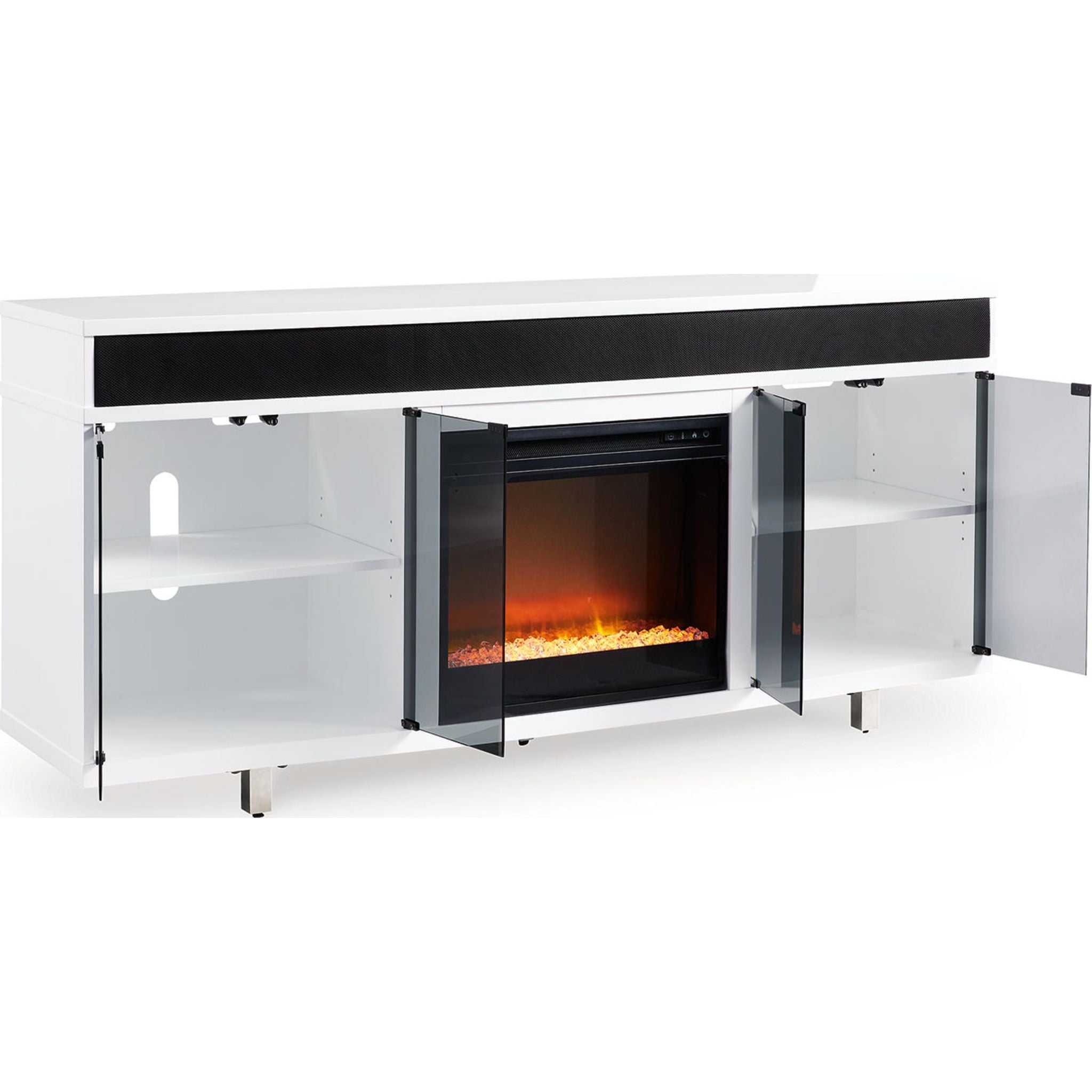 Gardoni TV Stand with Fireplace - White/Black