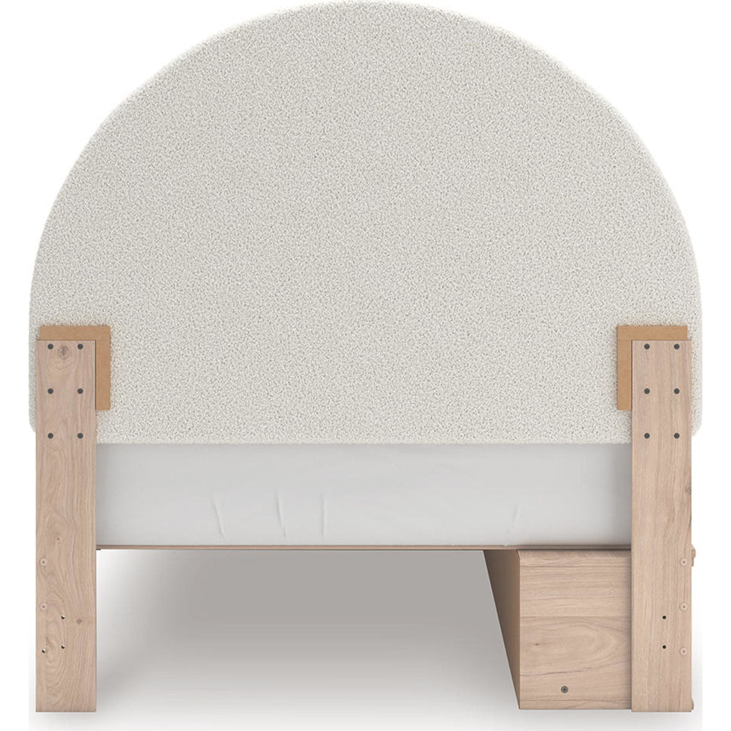 Arloster Platform Bed with 2 Drawer Storage - Tan/White