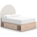Arloster Platform Bed with 4 Drawer Storage - Tan/White