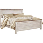 Willowton 5 Piece King Panel Bedroom - Whitewash