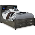 Caitbrook Full Bookcase Storage Bed - Gray