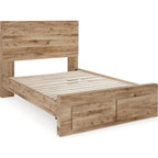 Hyanna 6 Piece Full Bed with Footboard Storage Bedroom - Tan Brown